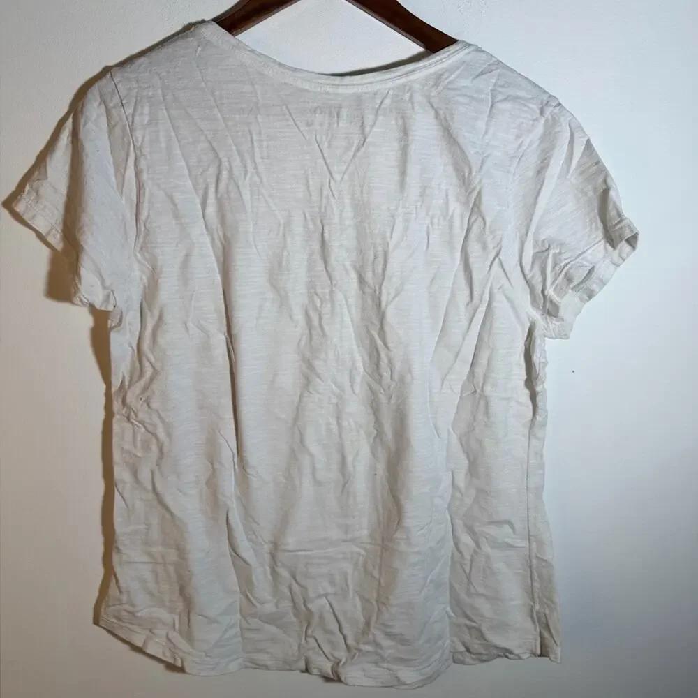 Women's White V-Neck Top